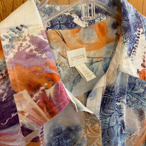 🔥 CHICOS 🔥 Linen button down top 🔥 Size 2 🔥 - Picture 8 of 8